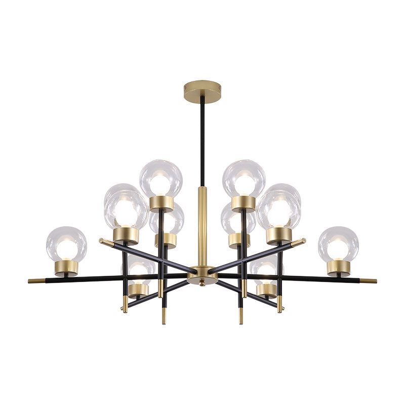 Contemporary Globe Shade Chandelier Multi-Head Metal Large Clear/White Glass Pendant Lamp for Hotel Clearhalo 'Ceiling Lights' 'Chandeliers' 'Clear' 'Industrial' 'Modern Chandeliers' 'Modern' 'Tiffany' 'Traditional Chandeliers' Lighting' 188479