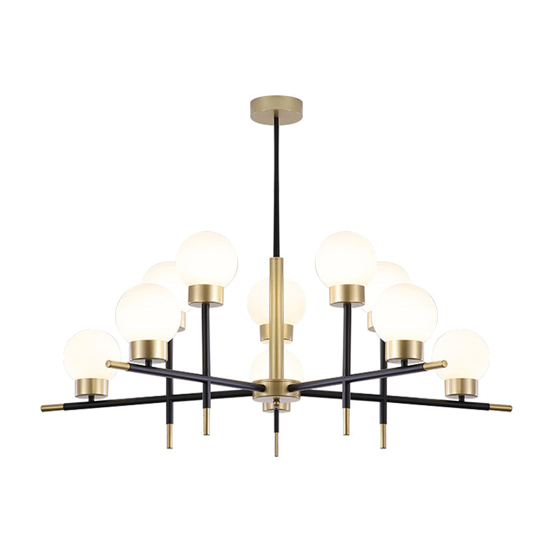 Contemporary Globe Shade Chandelier Multi-Head Metal Large Clear/White Glass Pendant Lamp for Hotel Clearhalo 'Ceiling Lights' 'Chandeliers' 'Clear' 'Industrial' 'Modern Chandeliers' 'Modern' 'Tiffany' 'Traditional Chandeliers' Lighting' 188483