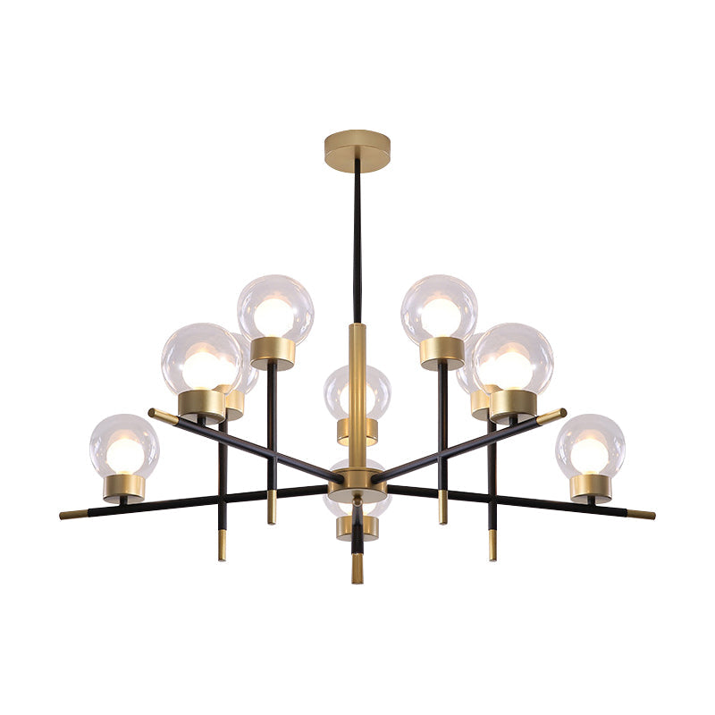 Contemporary Globe Shade Chandelier Multi-Head Metal Large Clear/White Glass Pendant Lamp for Hotel Clearhalo 'Ceiling Lights' 'Chandeliers' 'Clear' 'Industrial' 'Modern Chandeliers' 'Modern' 'Tiffany' 'Traditional Chandeliers' Lighting' 188485