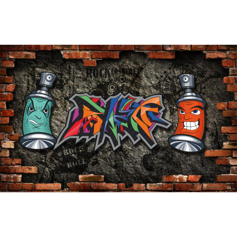 Fancy Graffiti Pattern Mural Wallpaper Contemporary Non-Woven Material Wall Covering Clearhalo 'Wall Decor' 'Wall Mural' 1884892