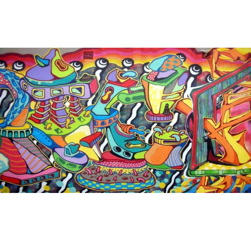Novel Graffiti Wall Mural Modern Decorative Living Room Wall Art, Custom Size Available Clearhalo 'Wall Decor' 'Wall Mural' 1884912