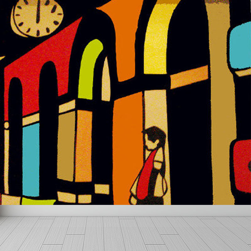 Full Size Illustration Modern Mural Wallpaper with Fashionable Graphic in Light Color Clearhalo 'Wall Decor' 'Wall Mural' 1885275