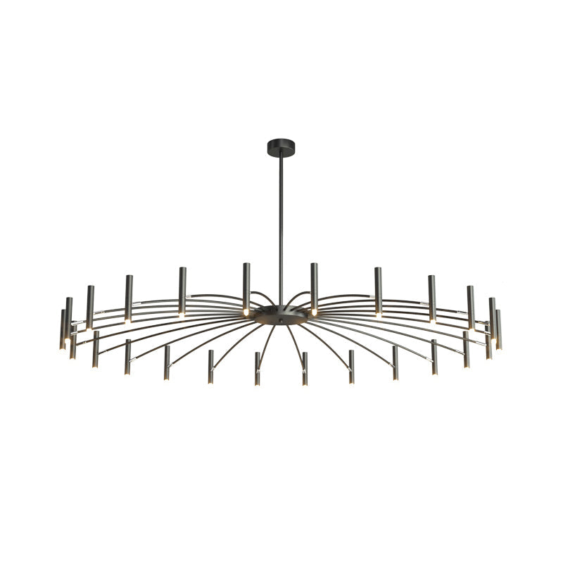 Adjustable Linear Shade Large Chandelier Metal 12/24 Lights Modern Ceiling Light in Black/Rose Gold Clearhalo 'Ceiling Lights' 'Chandeliers' 'Modern Chandeliers' 'Modern' Lighting' 1885889