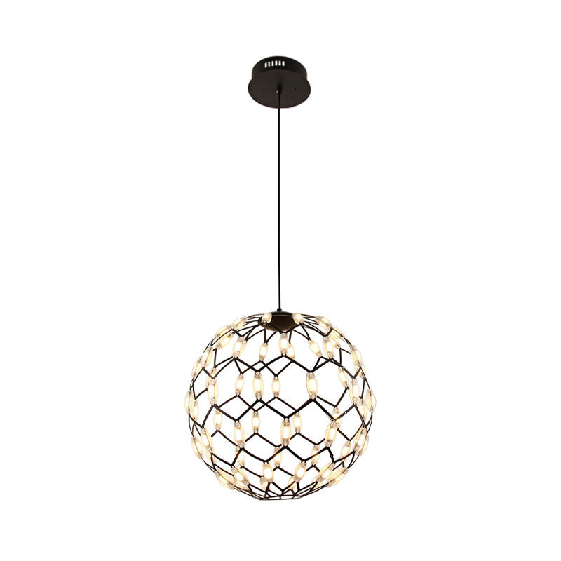 Hollow Design Metal Globe Chandelier LED Contemporary Hanging Lamp in Black/White Clearhalo 'Ceiling Lights' 'Chandeliers' 'Modern Chandeliers' 'Modern' Lighting' 1886148