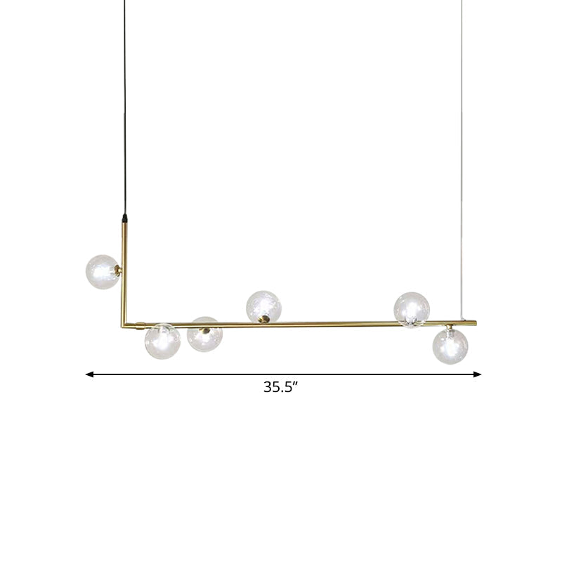 Contemporary Right Angle Linear Chandelier 6/8 Lights Glass Shade Island Light in Black/Gold Clearhalo 'Ceiling Lights' 'Island Lights' Lighting' 1886562