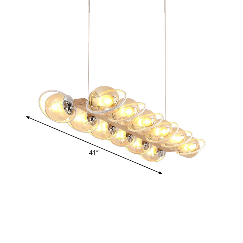 Cognac Bubble Shade Island Lighting 6/8/12 Lights Modern Glass Hanging Light Fixture for Dining Room Clearhalo 'Ceiling Lights' 'Glass shade' 'Glass' 'Island Lights' Lighting' 1886622
