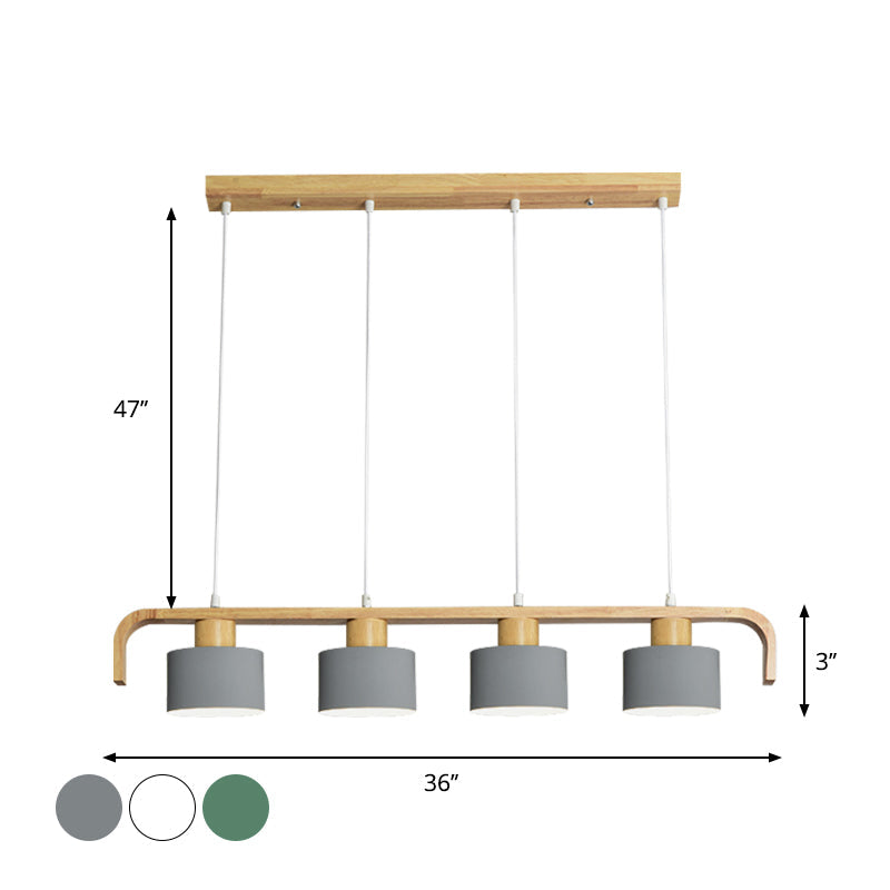 Metal Drum Shade Island Light 3/4 Heads Nordic Simple Chandelier Light for Dining Room Kitchen Clearhalo 'Ceiling Lights' 'Island Lights' Lighting' 1886735