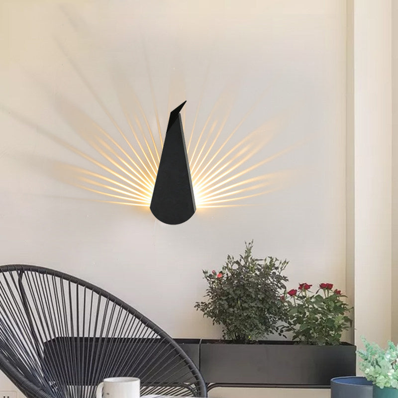 Peacock Shaped Wall Light Animal Metal Wall Lamp for Living Room Dining Room Black Clearhalo 'Wall Lamps & Sconces' 'Wall Lights' Lighting' 188676