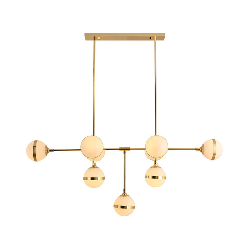 Gold/Silver Finish Orb Chandelier 9 Heads Post Modern Glass Shade Island Lighting for Restaurant Hotel Clearhalo 'Ceiling Lights' 'Island Lights' Lighting' 1886820