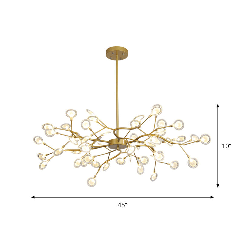 Post Modern Gold Finish Chandelier with Branch Arm Multi-Light Metal Ceiling Pendant Clearhalo 'Ceiling Lights' 'Chandeliers' 'Modern Chandeliers' 'Modern' Lighting' 1886890
