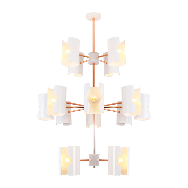 Dining Room Half-Cylinder Pendant Light Metal Multi-Head Contemporary White Chandelier Clearhalo 'Ceiling Lights' 'Chandeliers' 'Modern Chandeliers' 'Modern' Lighting' 188940