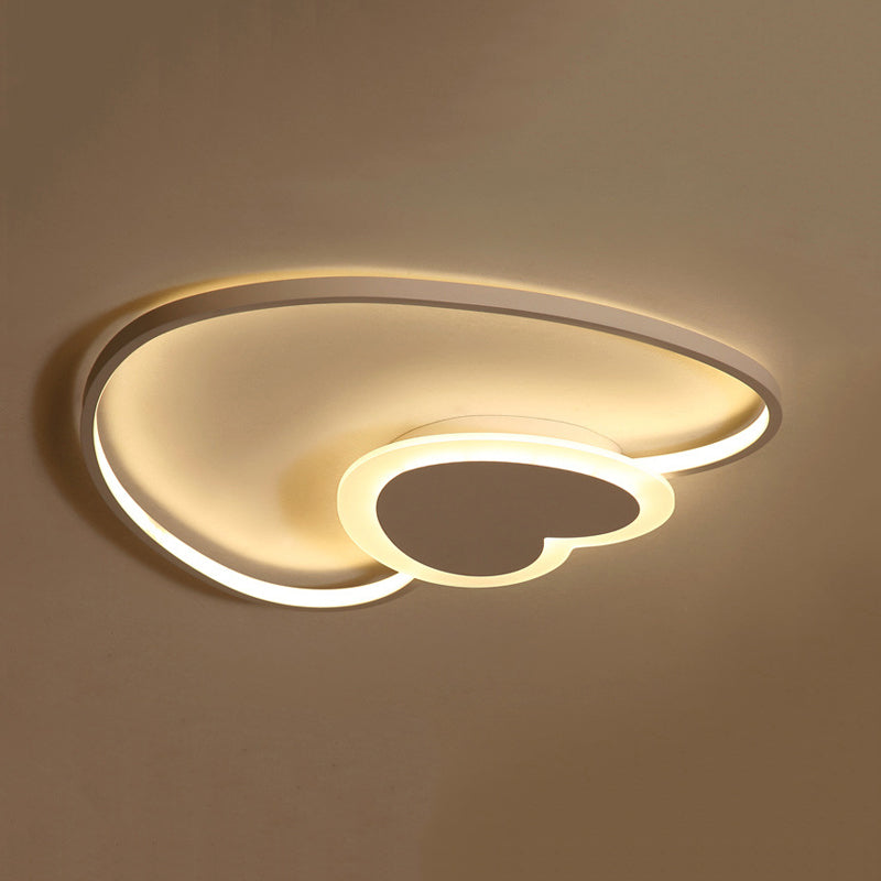 White Heart Shaped Ceiling Lamp Modern Stylish Acrylic Ceiling Mount Light for Dining Room Clearhalo 'Ceiling Lights' 'Close To Ceiling Lights' 'Close to ceiling' 'Flush mount' Lighting' 188981
