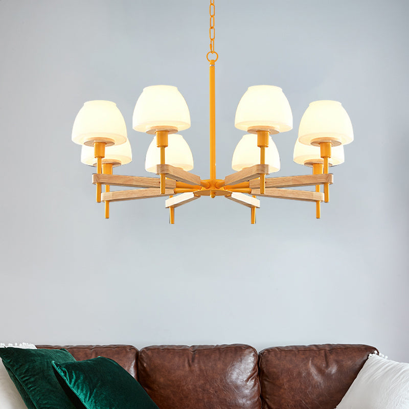 Kids Urn Shade Hanging Lamp Metal & Glass 6 Lights Chandelier for Child Bedroom Yellow Clearhalo 'Ceiling Lights' 'Chandeliers' Lighting' options 189020_da68cd55-601f-4b9e-8c72-03e14d162c03