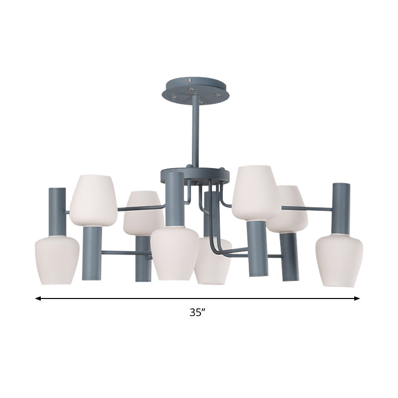 Undertint Bud Shaped Ceiling Pendant 8 Bulbs Macaron Loft Milk Glass Chandelier Clearhalo 'Ceiling Lights' 'Chandeliers' Lighting' options 189033