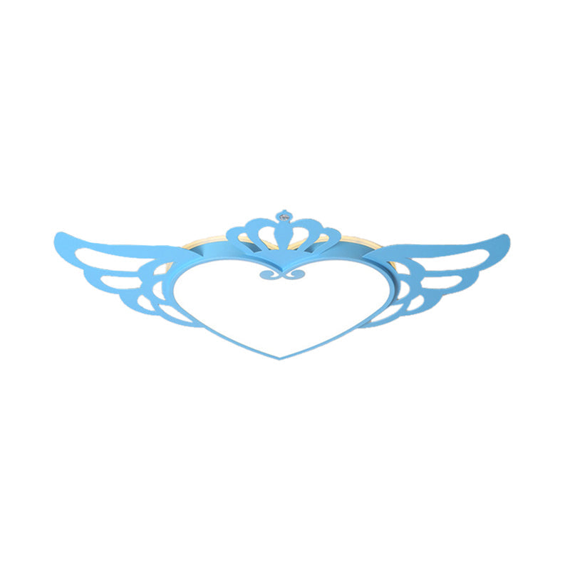 Cartoon Heart Ceiling Fixture with Wing Metal Flush Ceiling Light for Kid Bedroom Clearhalo 'Ceiling Lights' 'Close To Ceiling Lights' 'Close to ceiling' 'Flush mount' Lighting' 189055