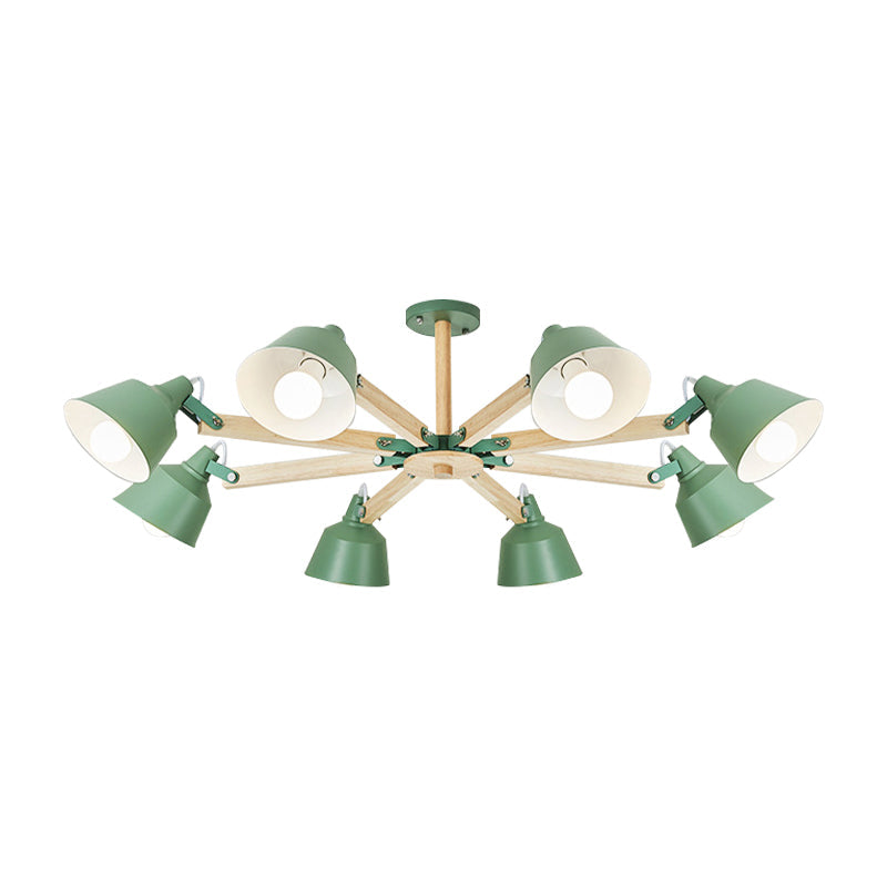 Metal Bucket Shade Chandelier Multi-Head Macaron Hanging Light for Kindergarten Clearhalo 'Ceiling Lights' 'Chandeliers' Lighting' options 189286