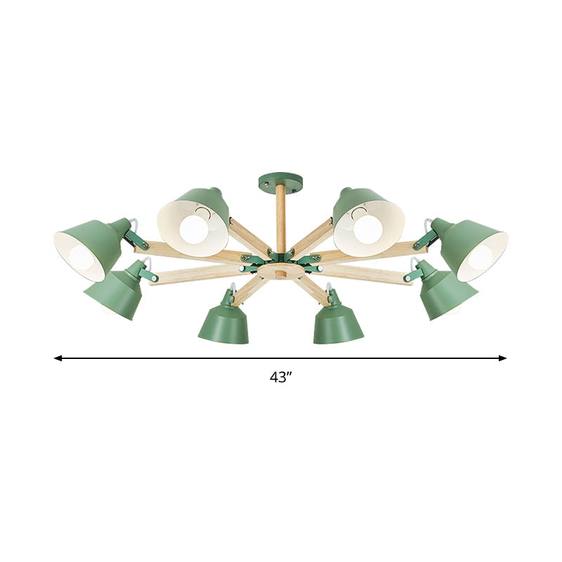 Metal Bucket Shade Chandelier Multi-Head Macaron Hanging Light for Kindergarten Clearhalo 'Ceiling Lights' 'Chandeliers' Lighting' options 189287