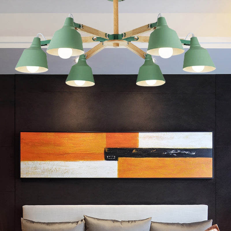 Metal Bucket Shade Chandelier Multi-Head Macaron Hanging Light for Kindergarten Clearhalo 'Ceiling Lights' 'Chandeliers' Lighting' options 189291