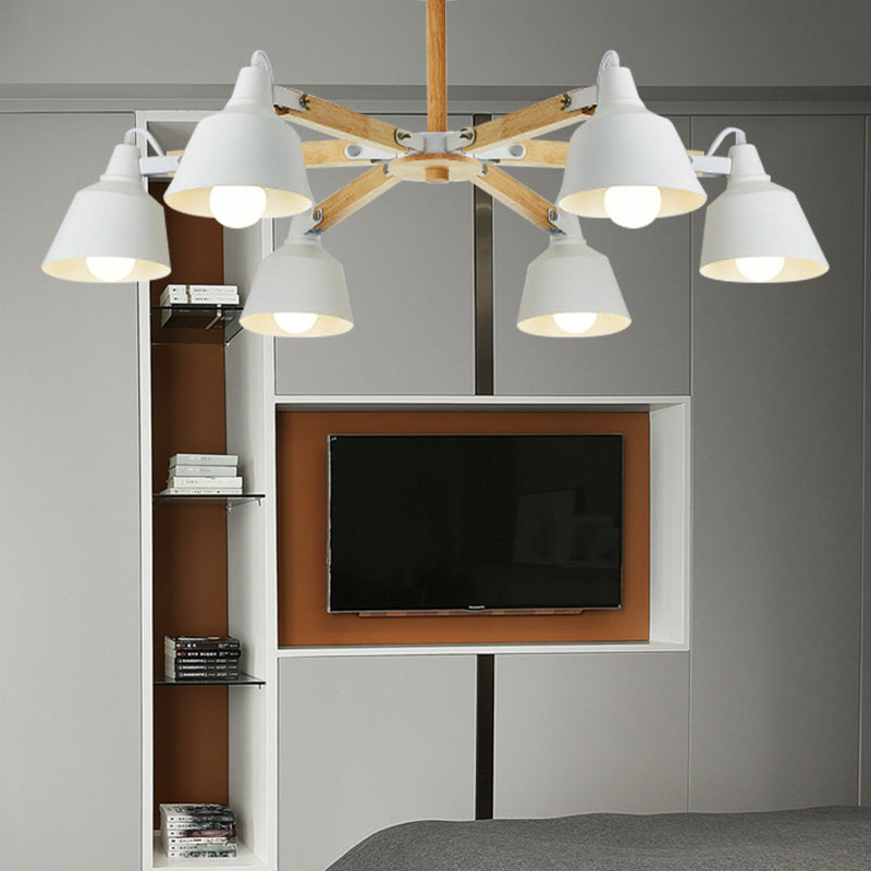 Metal Bucket Shade Chandelier Multi-Head Macaron Hanging Light for Kindergarten 6 White Clearhalo 'Ceiling Lights' 'Chandeliers' Lighting' options 189297_9f270910-a506-4f68-b092-1d12e10924a5