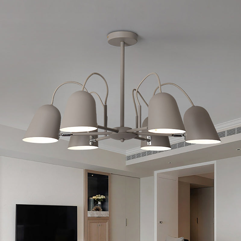 Foyer Kindergarten Bell Chandelier Metal 6 Lights Macaron Style Candy Colored Hanging Pendant Light Clearhalo 'Ceiling Lights' 'Chandeliers' Lighting' options 189344