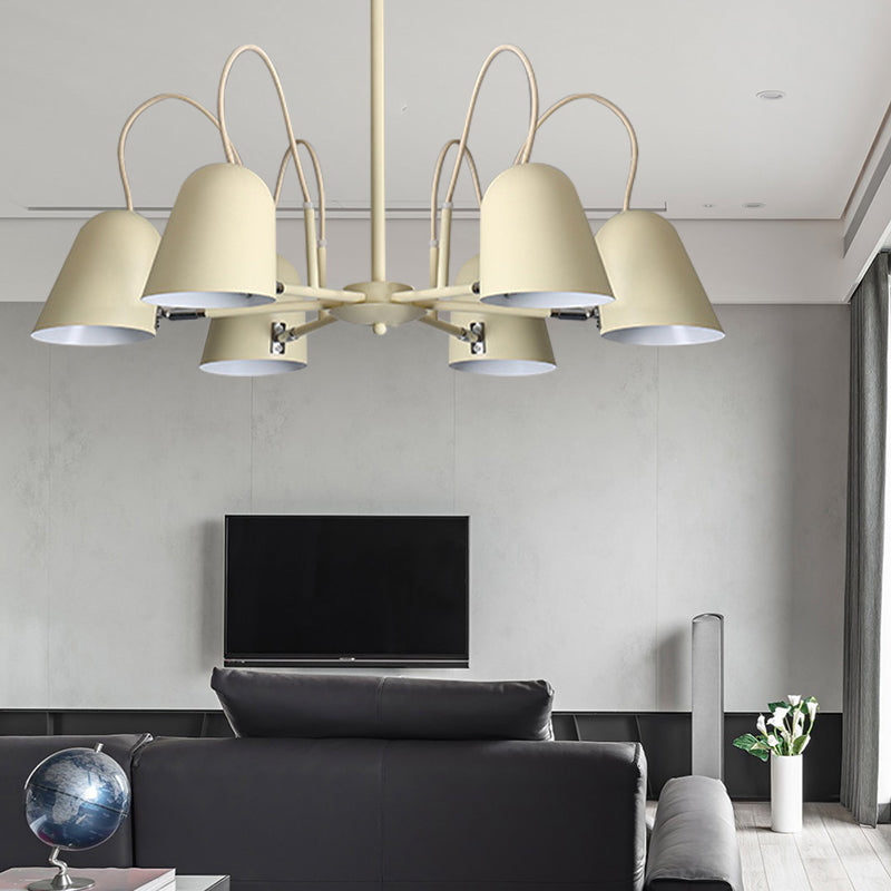 Foyer Kindergarten Bell Chandelier Metal 6 Lights Macaron Style Candy Colored Hanging Pendant Light Clearhalo 'Ceiling Lights' 'Chandeliers' Lighting' options 189346