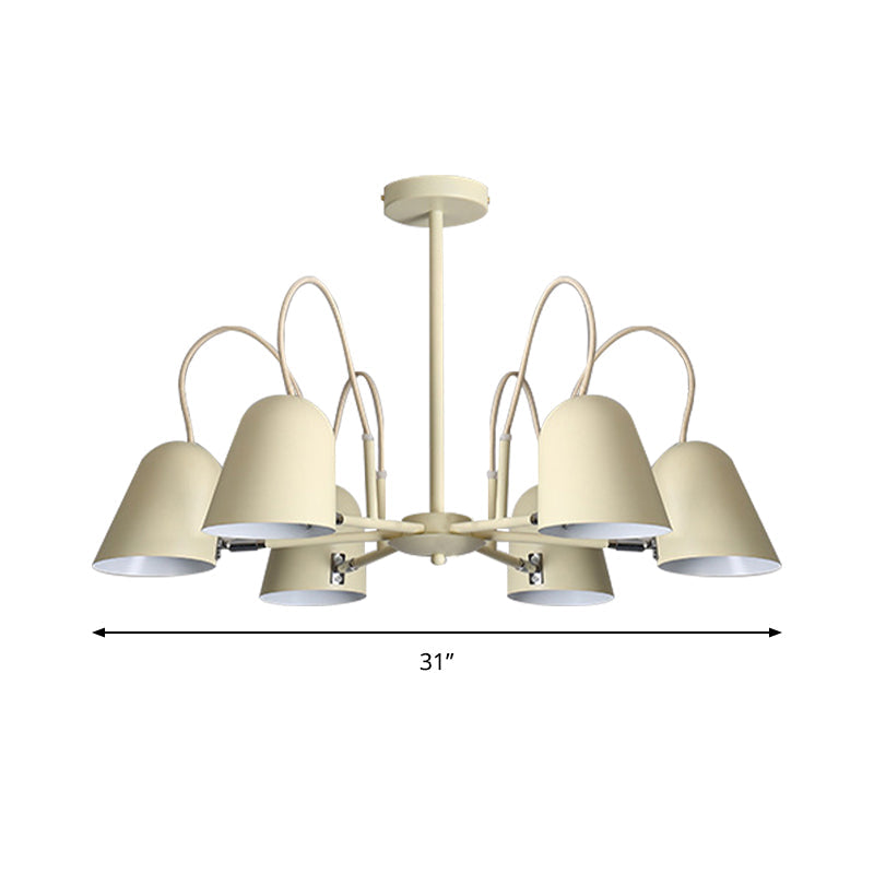 Foyer Kindergarten Bell Chandelier Metal 6 Lights Macaron Style Candy Colored Hanging Pendant Light Clearhalo 'Ceiling Lights' 'Chandeliers' Lighting' options 189349