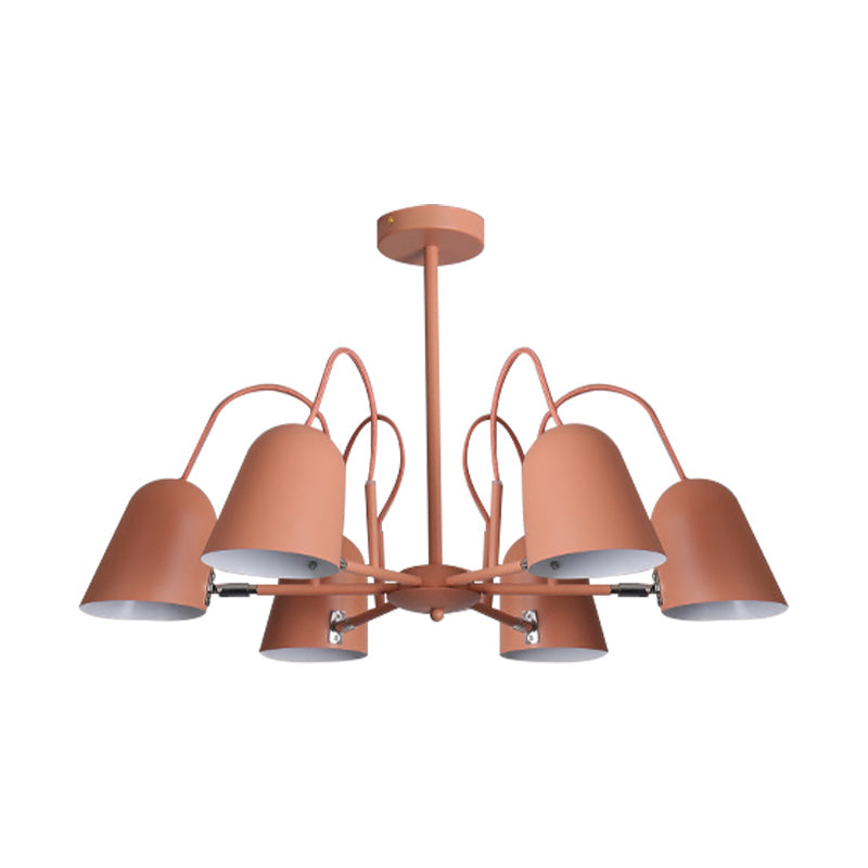 Foyer Kindergarten Bell Chandelier Metal 6 Lights Macaron Style Candy Colored Hanging Pendant Light Clearhalo 'Ceiling Lights' 'Chandeliers' Lighting' options 189355