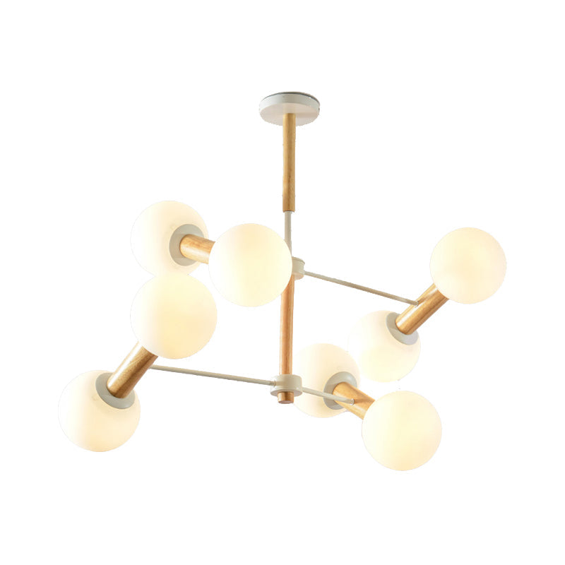 Opal Glass Sphere Shade Chandelier Multi-Head Contemporary Pendant Lighting for Study Room Clearhalo 'Ceiling Lights' 'Chandeliers' 'Glass shade' 'Glass' 'Modern Chandeliers' 'Modern' Lighting' 189391