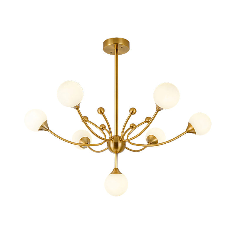 Modern Plant Shaped Chandelier Metallic Hanging Lighting in Gold for Living Room Clearhalo 'Ceiling Lights' 'Chandeliers' 'Modern Chandeliers' 'Modern' Lighting' 189484