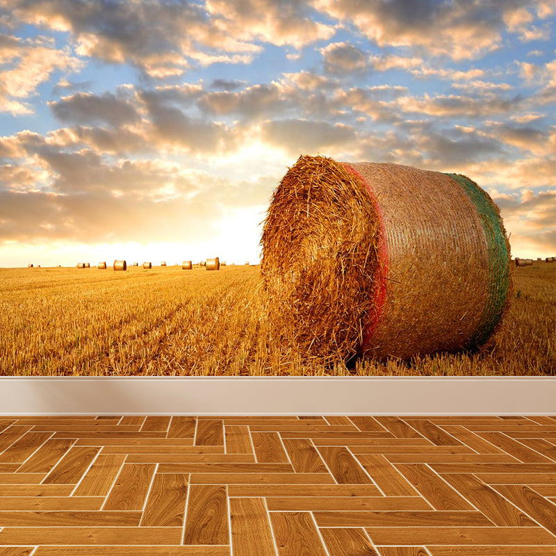 Moisture Resistant Hay Roll Mural Personalized Modern Wall Covering for House Interior Clearhalo 'Wall Decor' 'Wall Mural' 1895699