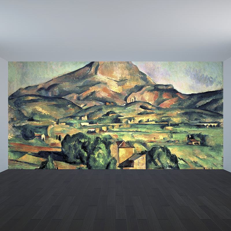 Modern Scenery Painting Wall Mural Soft Color Abstract Wall Covering for Home, Custom Print Green Clearhalo 'Wall Decor' 'Wall Mural' 1896428
