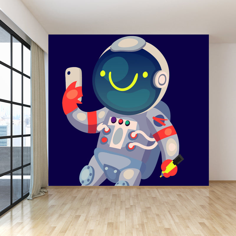 Kids Astronaut Wallpaper Mural Dark Color Boys Bedroom Wall Art, Made to Measure Clearhalo 'Wall Decor' 'Wall Mural' 1896760