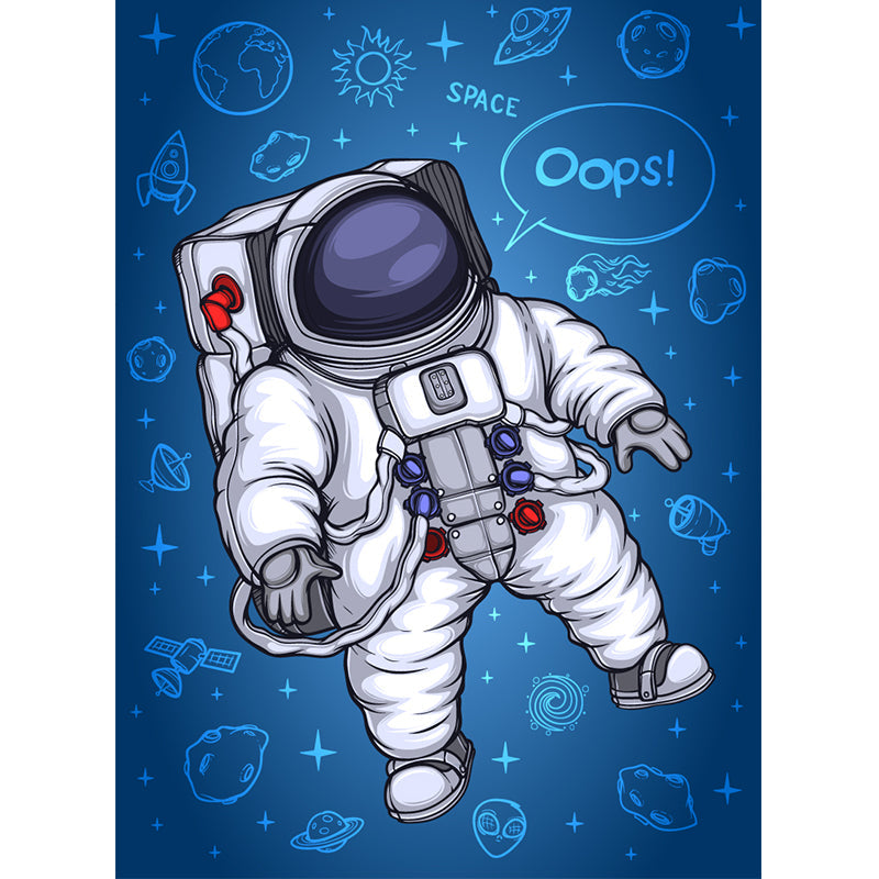 Kids Astronaut Wallpaper Mural Dark Color Boys Bedroom Wall Art, Made to Measure Clearhalo 'Wall Decor' 'Wall Mural' 1896766