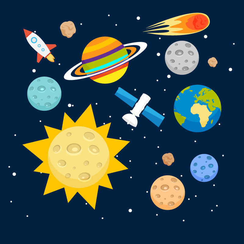 Astronomy Outer Space Mural Decal Kids Style Non-Woven Fabric Wall Decor in Dark Color Clearhalo 'Wall Decor' 'Wall Mural' 1896786