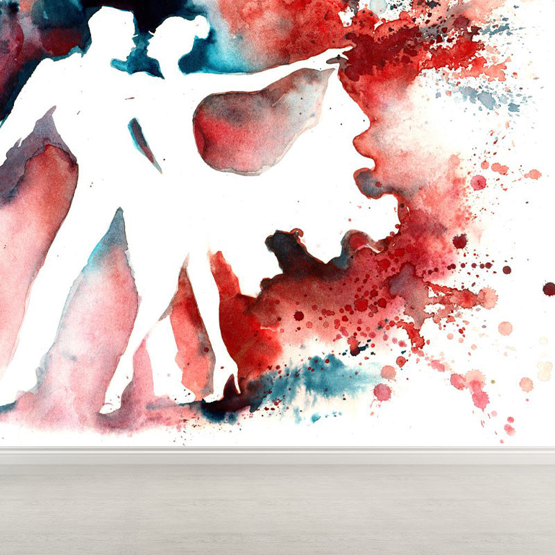 Glam Girl Drawing Mural Non-Woven Stained Resistant Pastel Wall Covering for Room Clearhalo 'Wall Decor' 'Wall Mural' 1896909