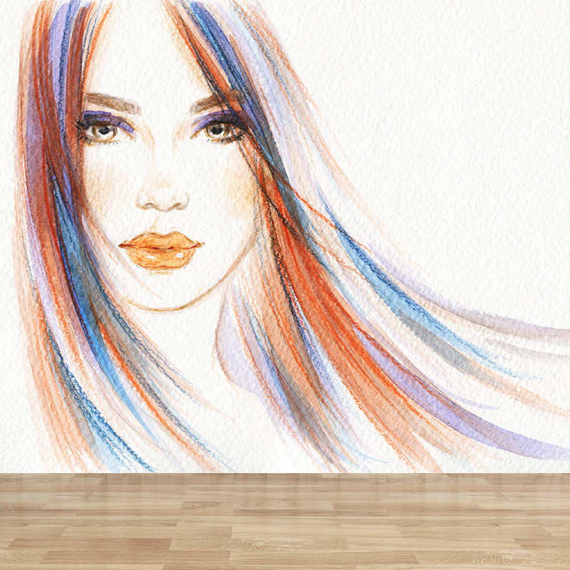 Cool Woman Mural Wallpaper House Interior Figure Drawing Wall Art, Made to Measure Brown Clearhalo 'Wall Decor' 'Wall Mural' 1896933