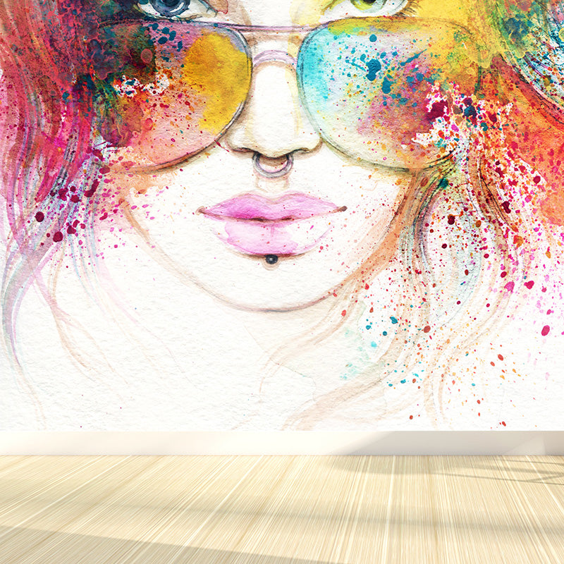 Cool Woman Mural Wallpaper House Interior Figure Drawing Wall Art, Made to Measure Clearhalo 'Wall Decor' 'Wall Mural' 1896950