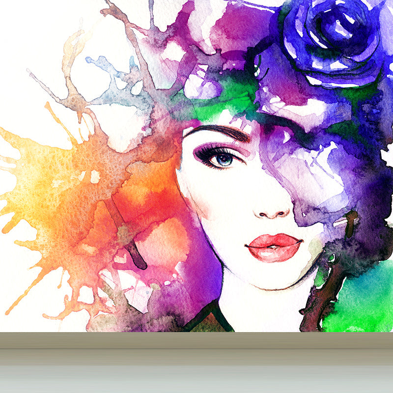 Cool Woman Mural Wallpaper House Interior Figure Drawing Wall Art, Made to Measure Clearhalo 'Wall Decor' 'Wall Mural' 1896954