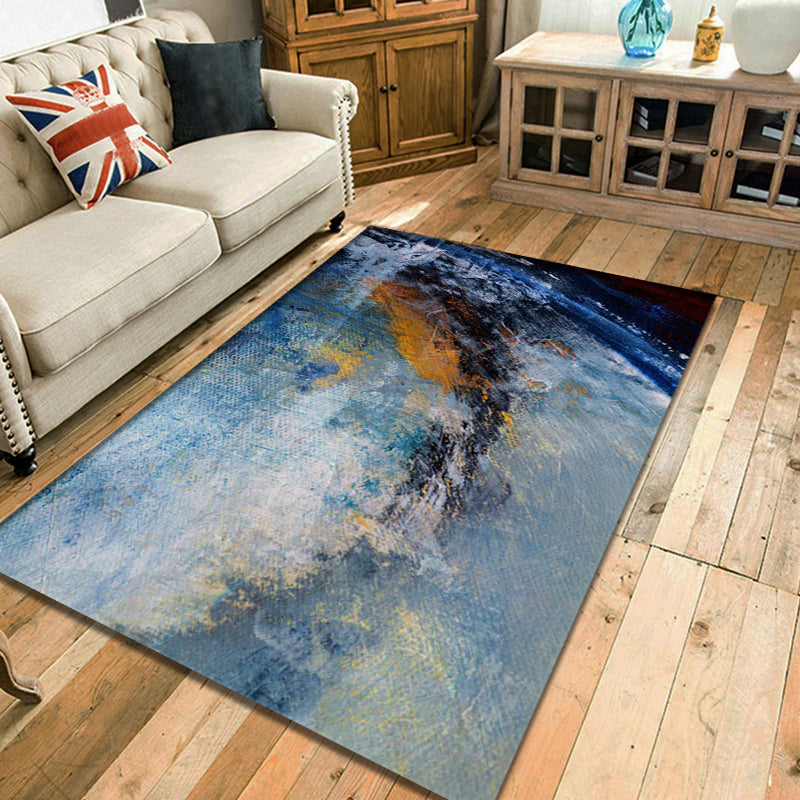 Multi-Color Living Room Rug Modernism Brushstroke Pattern Rug Polyester Machine Washable Non-Slip Backing Carpet Blue Clearhalo 'Area Rug' 'Rug' 1897266