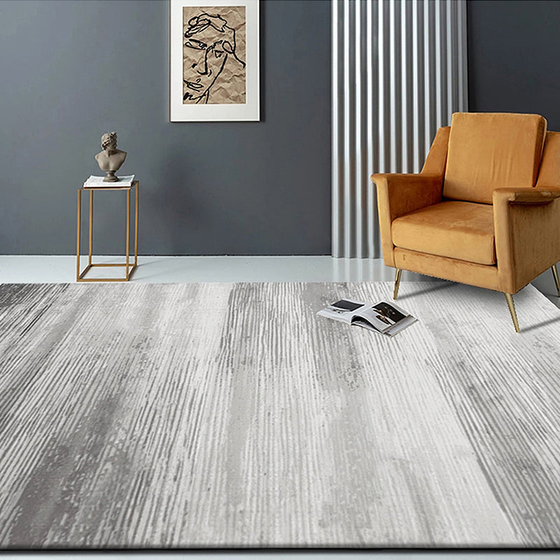 Industrial Abstract Area Rug Silver Grey Polyester Carpet Anti-Slip Pet Friendly Washable Rug for Living Room Grey Clearhalo 'Area Rug' 'Rug' 1897664