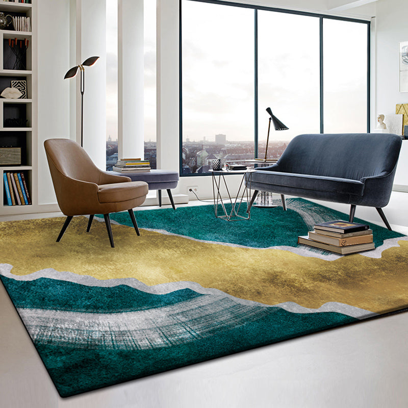 Industrial Study Rug Multi Colored Abstract Watercolor Pattern Rug Polyester Machine Washable Non-Slip Pet Friendly Area Rug Green Clearhalo 'Area Rug' 'Rug' 1897672