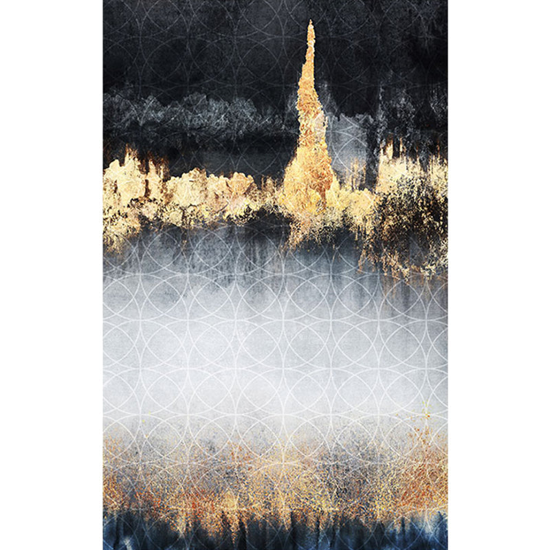 Funky Abstract Rug Black and Gold Industrial Rug Polyester Non-Slip Washable Pet Friendly Area Carpet for Living Room Clearhalo 'Area Rug' 'Rug' 1897906