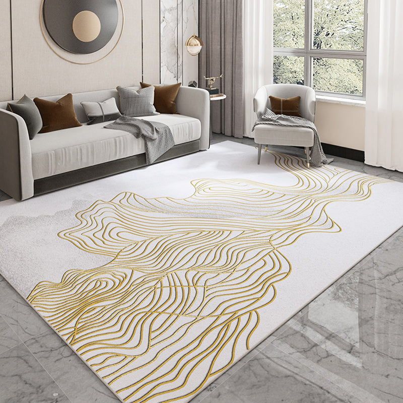 Industrial Rug Polyester Watercolor and Swirl Striped Pattern Rug Pet Friendly Washable Non-Slip Area Carpet for Bedroom Yellow Clearhalo 'Area Rug' 'Rug' 1897923