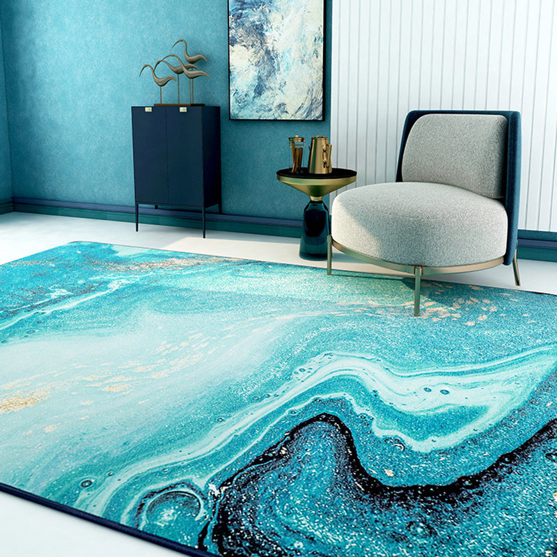 Creative Marble Look Rug Light Color Polypropylene Carpet Stain Resistant Area Rug for Living Room Dark Blue Clearhalo 'Area Rug' 'Rug' 1897981