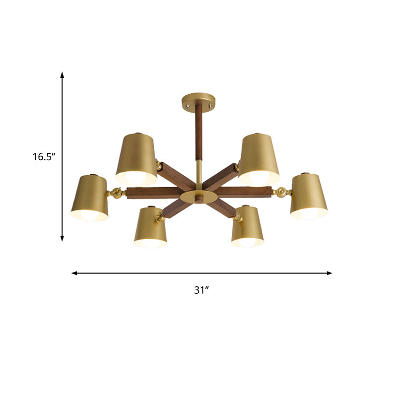 Metal Bucket Shade Chandelier Bedroom Restaurant Contemporary Hanging Light in Brass Clearhalo 'Ceiling Lights' 'Chandeliers' 'Modern Chandeliers' 'Modern' Lighting' 189824