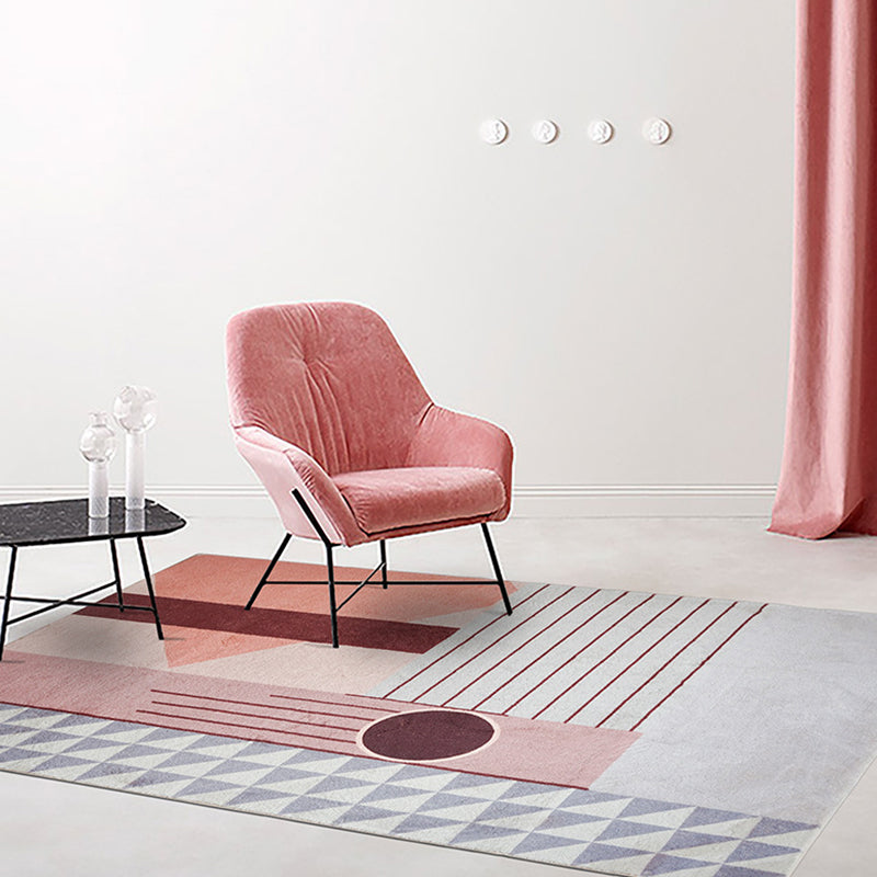 Bold Living Room Area Rug Multi Color Mixed Geometric Shapes Carpet Polyester Anti-Slip Backing Rug Pink Clearhalo 'Area Rug' 'Rug' 1898344