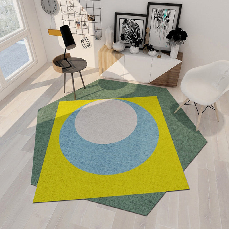 Odd-Shaped Geometric Patchwork Rug Soft Color Novelty Carpet Synthetics Anti-Slip Rug for Bedroom Yellow Clearhalo 'Area Rug' 'Rug' 1898383
