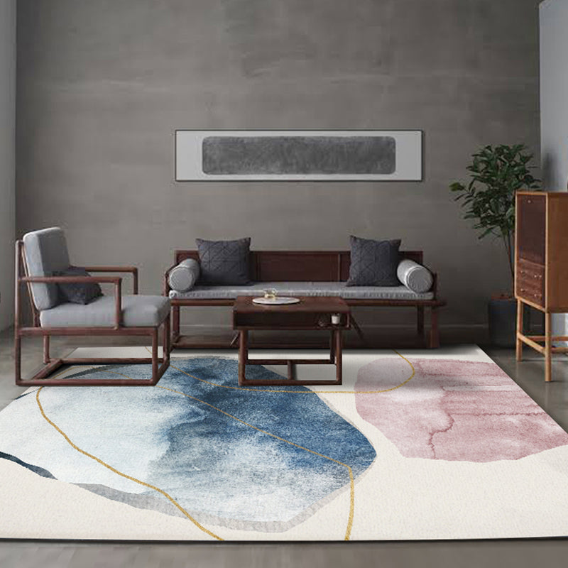 Pastel Color Living Room Rug Nordic Colorblock Area Carpet Polyester Anti-Slip Backing Rug Blue Clearhalo 'Area Rug' 'Rug' 1898514