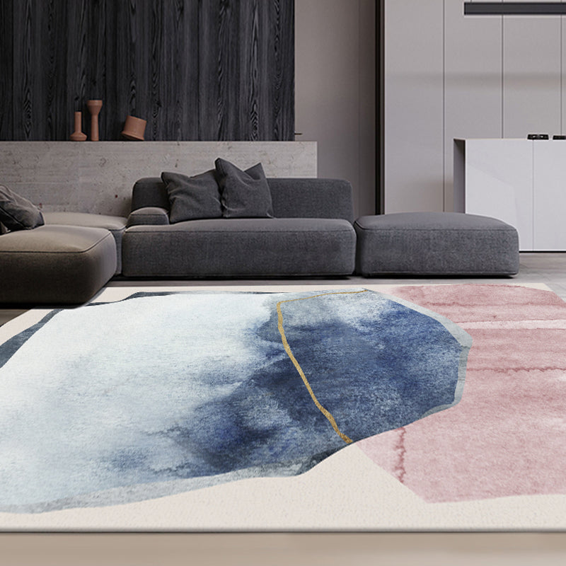 Pastel Color Living Room Rug Nordic Colorblock Area Carpet Polyester Anti-Slip Backing Rug Pink Clearhalo 'Area Rug' 'Rug' 1898515