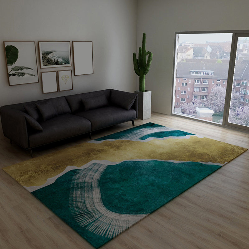 Dark Color Block Abstract Rug Polypropylene Minimalist Carpet Stain Resistant Anti-Slip Backing Rug for Bedroom Gold Clearhalo 'Area Rug' 'Rug' 1898583